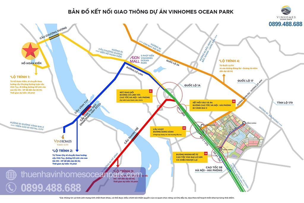 Những tuyến đường đến vị trí dự án Vinhomes Ocean Park