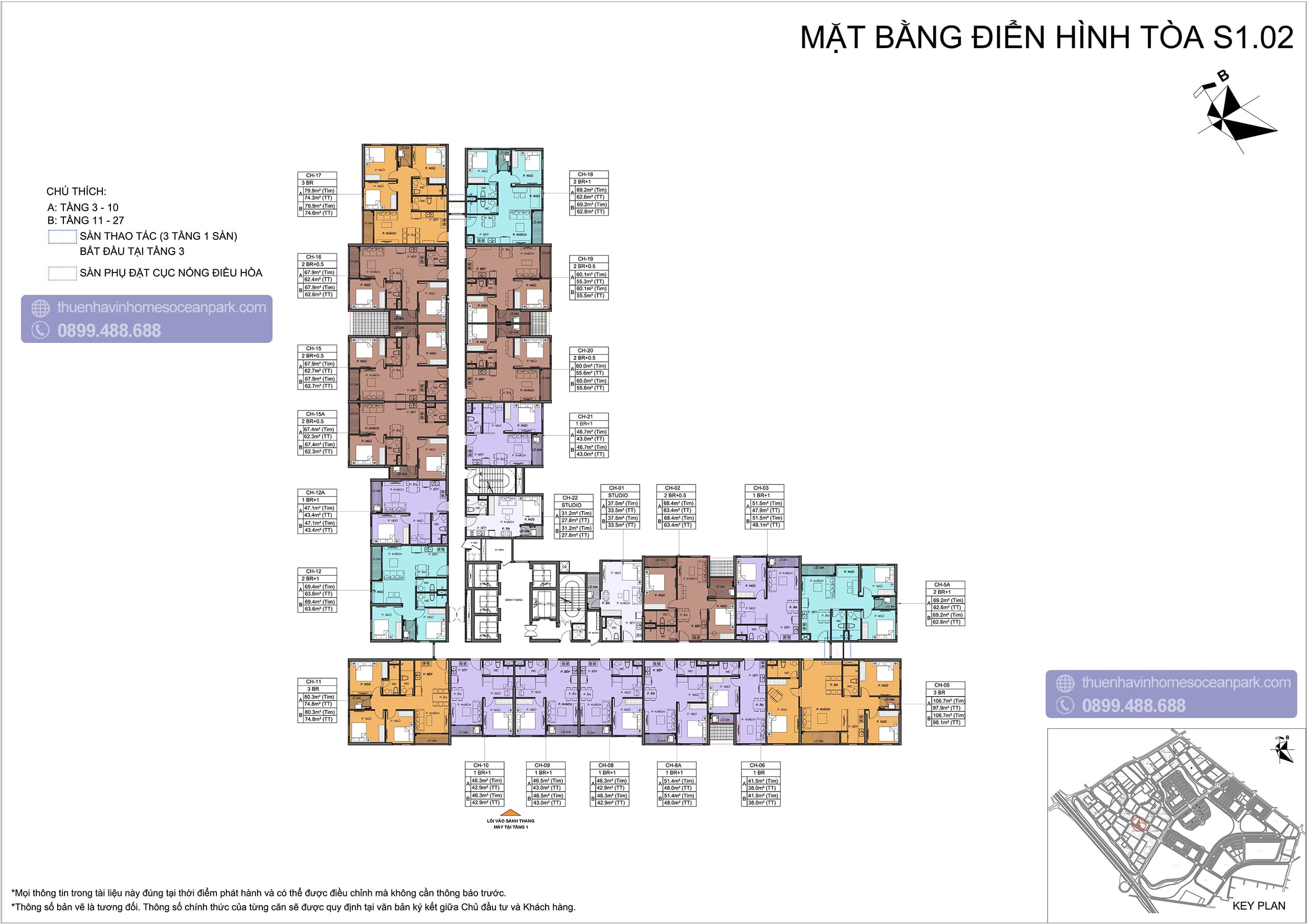 Mặt bằng S1.02 Vinhomes Ocean Park bản chính thức CĐT