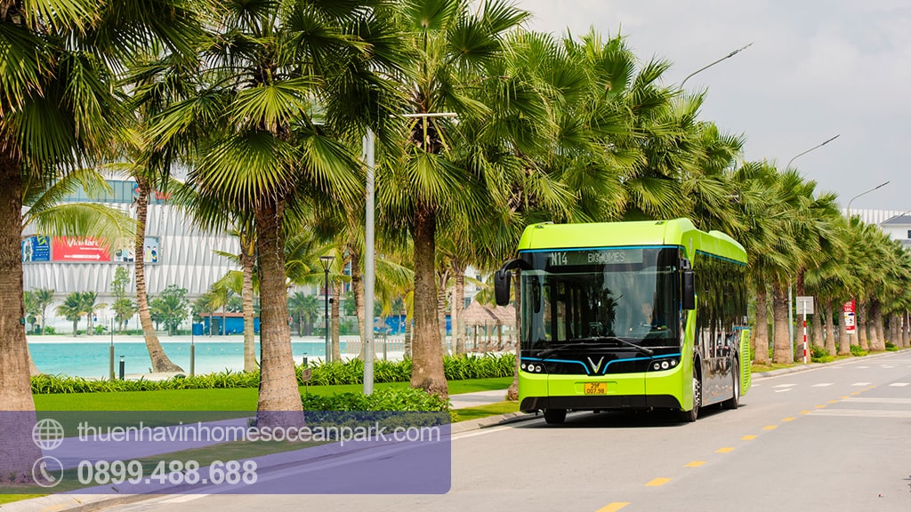 Nhiều tuyến xe bus điện Vinbus đi qua trước cửa TTTM.